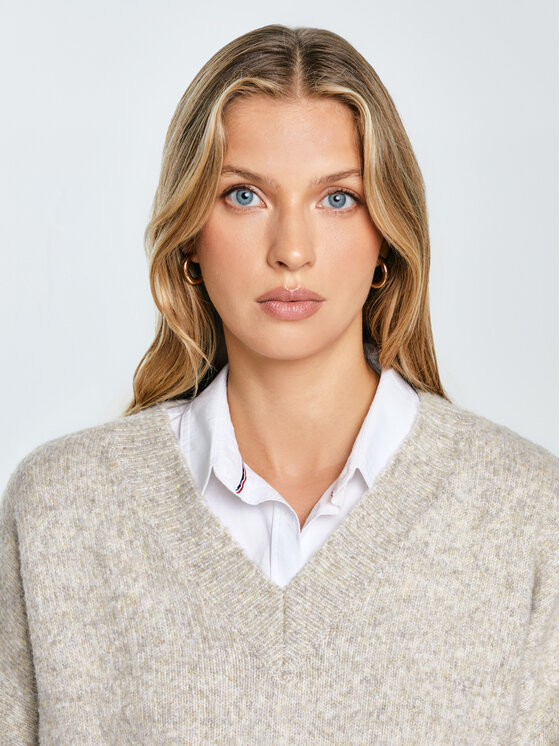 BIG STAR BIG STAR Sweter VIOLINA Beżowy Oversize