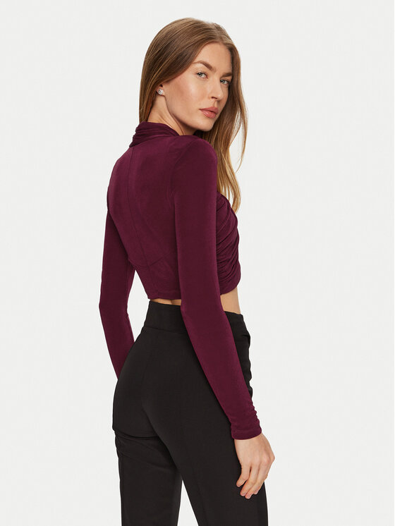 Bardot Bardot Bluzka 58746TB Bordowy Slim Fit