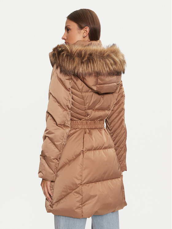 Guess Guess Пухено яке New Olga W4BL40 WEX52 Бежов Regular Fit