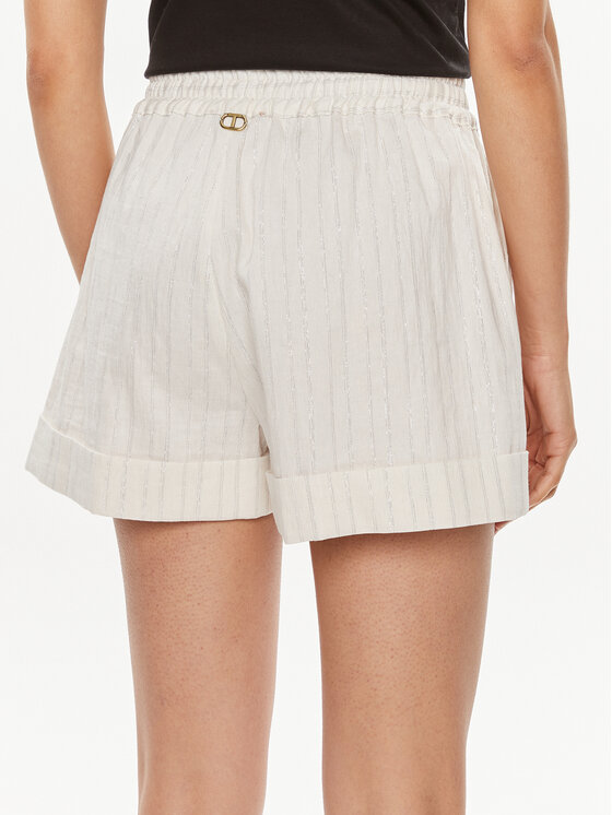 TWINSET TWINSET Bavlnené šortky 241TT2223 Biela Loose Fit