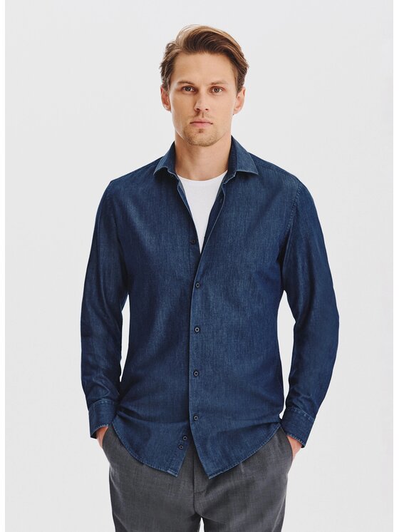 Pako Lorente Pako Lorente Koszula P25WF-1X-016 Granatowy Slim Fit
