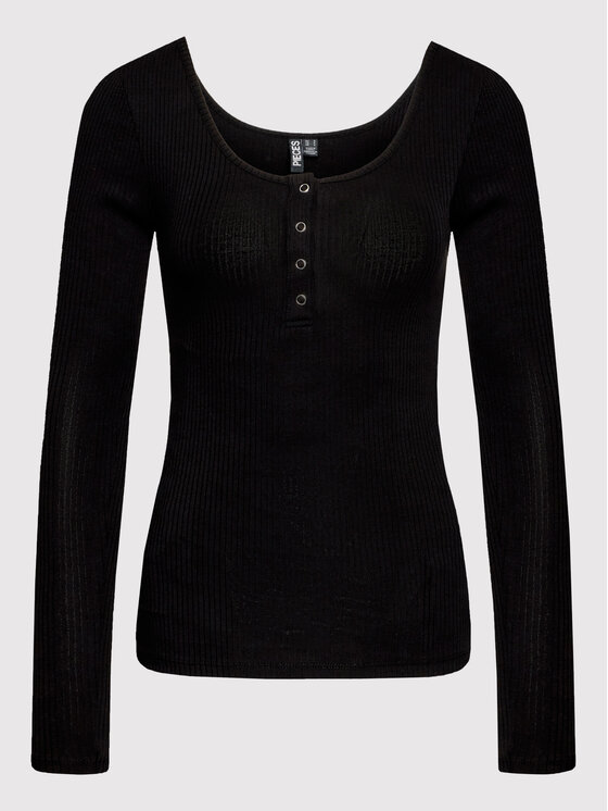 Pieces Pieces Μπλουζάκι Kitte 17101437 Μαύρο Slim Fit