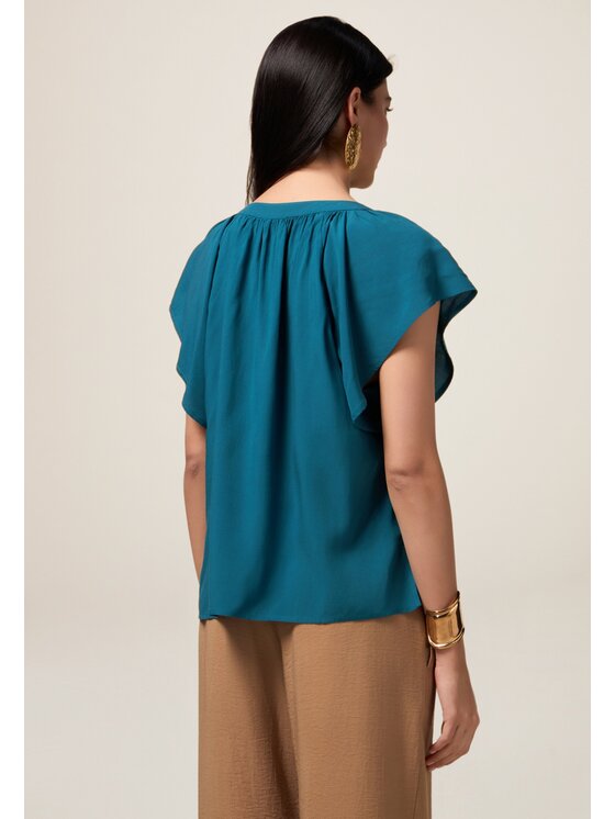 Oltre Oltre Blusa 2480J000718N024 Turchese Regular Fit