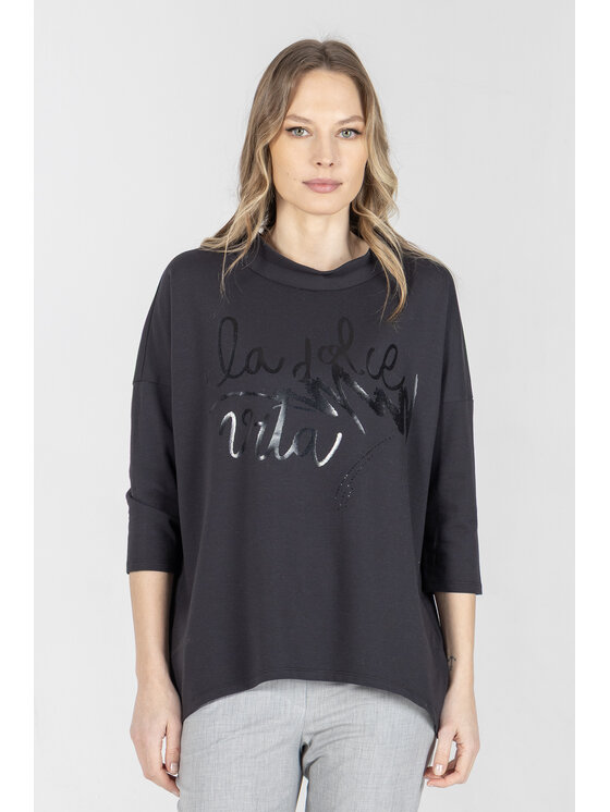 Deni Cler Milano Deni Cler Milano Bluza T-DC-W008-F2-10-90-1 Czarny Loose Fit