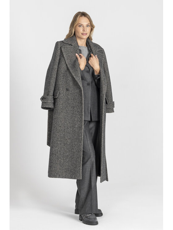 Deni Cler Milano Deni Cler Milano Płaszcz W-DC-8069-E5-I8-85-1 Szary Regular Fit
