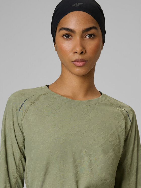 4F 4F Koszulka techniczna RUNNING Khaki Regular Fit
