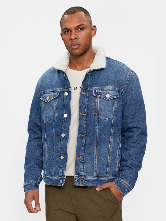 Tommy Jeans Jeansjacke Flag DM0DM18241 Blau Regular Fit Modivo