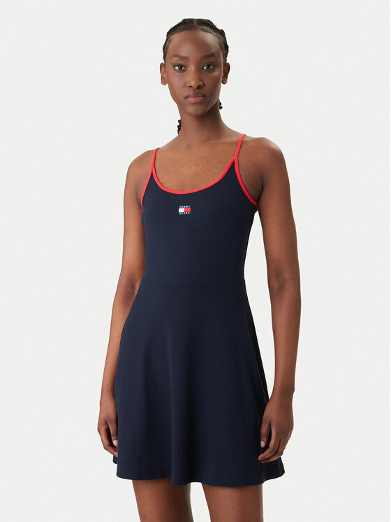 Tommy Jeans Tommy Jeans Rochie de zi DW0DW22335 Bleumarin Slim Fit