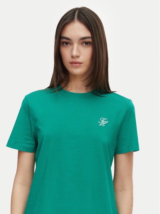 Tommy Hilfiger Tommy Hilfiger T-shirt Logo Embroidery WW0WW48699 Verde Regular Fit