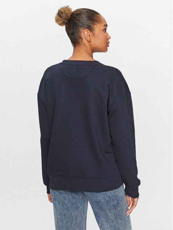 Gant Gant Majica dugih rukava Rel Logo C-Neck 4200725 Tamnoplava Relaxed Fit