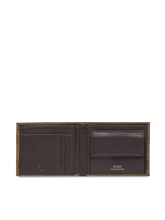 Guess Guess Veliki muški novčanik Vezzola Leather Slg SMVELE LEA20 Smeđa