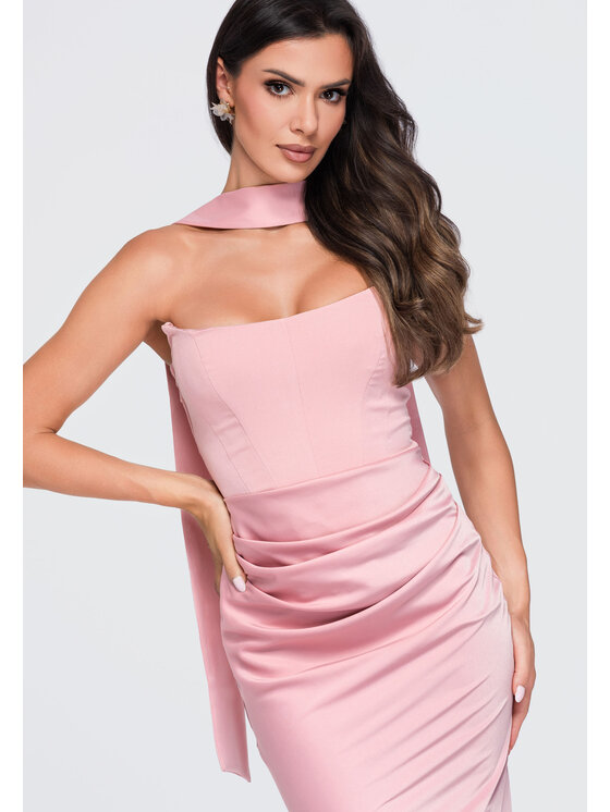 Ombre Ombre Sukienka wieczorowa LA-OM-DLR415 Różowy Slim Fit