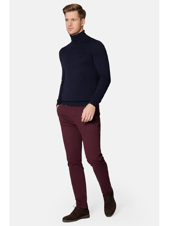 Lancerto Lancerto Chinosy Monaco SP082223000012 Bordowy Slim Fit