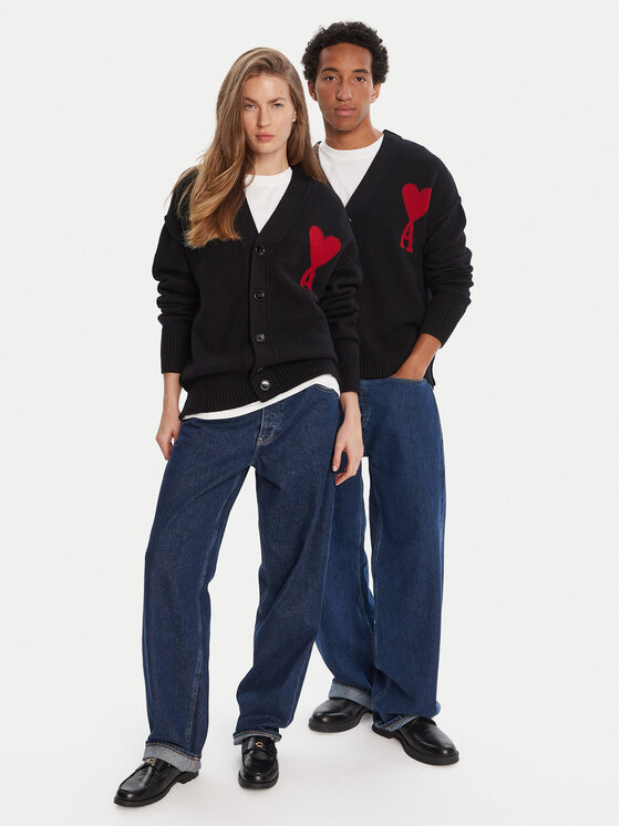 AMI PARIS AMI PARIS Кардиган BFUKC006.018 Чорний Regular Fit