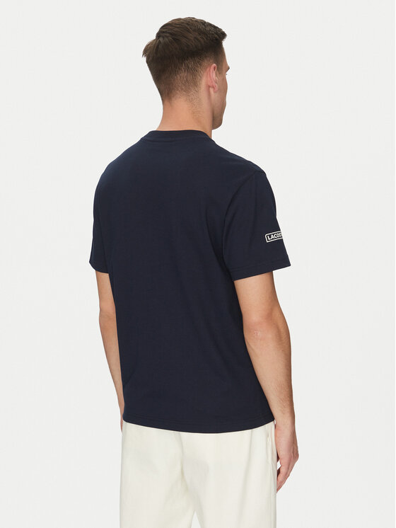 Lacoste Lacoste Tričko TH9769 Tmavomodrá Regular Fit