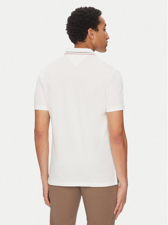 Tommy Hilfiger Tommy Hilfiger Тениска с яка и копчета Placket Interest MW0MW38459 Бял Regular Fit