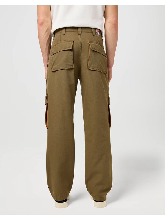 Wrangler Wrangler Spodnie materiałowe CJ REL CARGO PANT Zielony Straight Fit