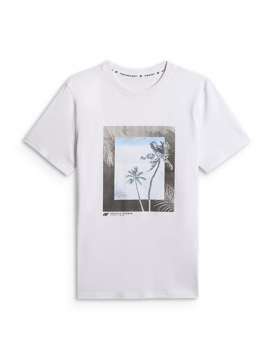 4F 4F T-Shirt BEACHWEAR Biały Regular Fit