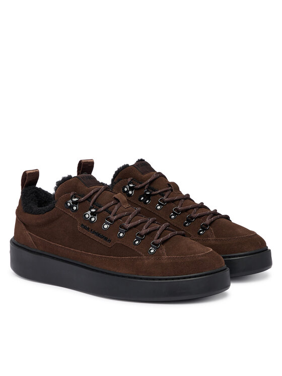 KARL LAGERFELD KARL LAGERFELD Sneakersy Flint II KL53322L Brązowy ciemny
