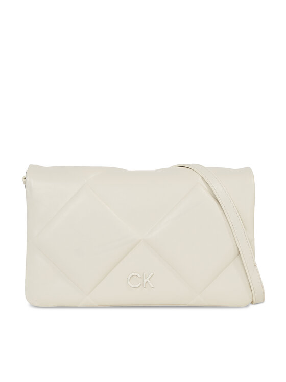 Geantă Calvin Klein Re-Lock Quilt Shoulder Bag K60K611021 Écru