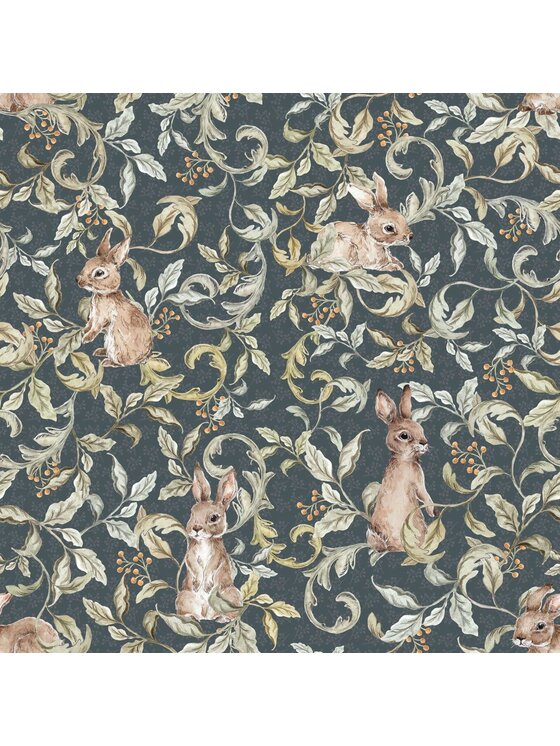 Dekornik Dekornik Tapeta Rabbits Groove Dark Wallpaper Granatowy