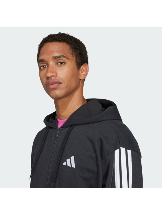 adidas adidas Džemperis ar kapuci Essentials 3-Stripes JD1877 Melns Regular Fit