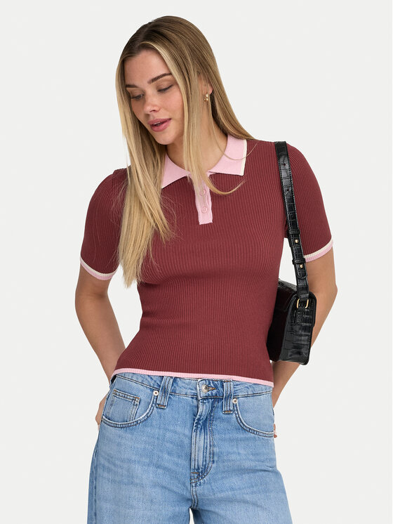 ONLY ONLY Polo marškinėliai Meddi 15363165 Vyšninė Slim Fit