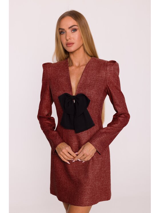Made of Emotion Made of Emotion Sukienka wieczorowa M869 Bordowy Modern Slim Fit