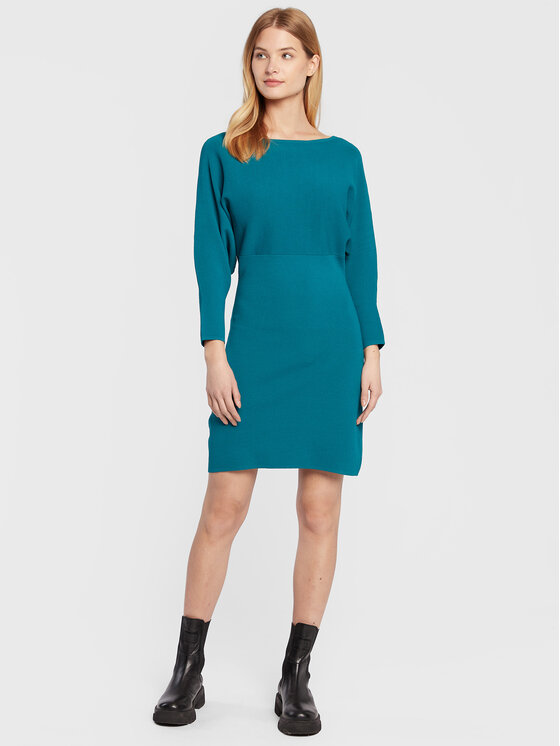 Sisley Sisley Pletena obleka 11APMV004 Turkizna Regular Fit