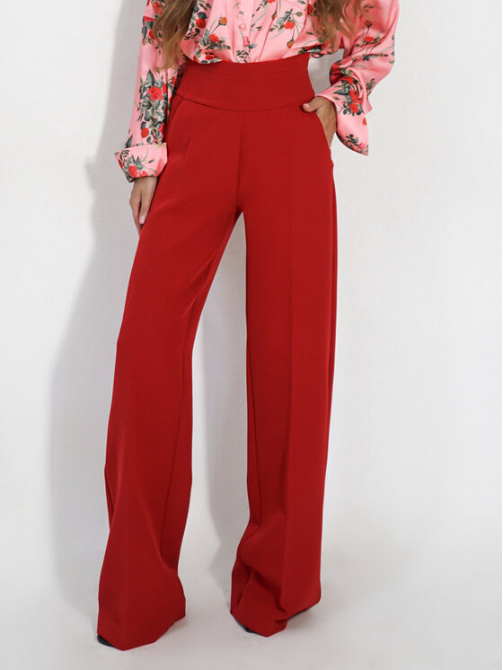 LilaLou LilaLou Spodnie materiałowe Teresa Czerwony Regular Fit