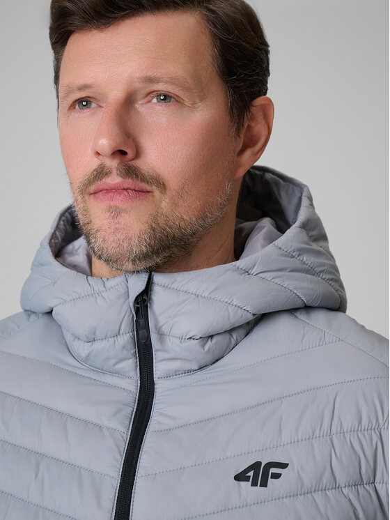 4F 4F Kurtka puchowa BASIC+ Szary jasny Regular Fit