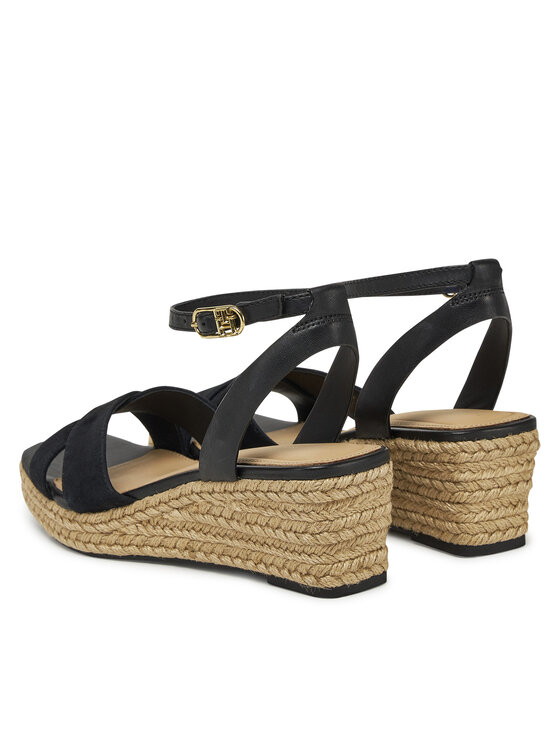 Tommy Hilfiger Tommy Hilfiger Εσπαντρίγιες Leather & Suede Mid Wedge Espad FW0FW08804 Μαύρο
