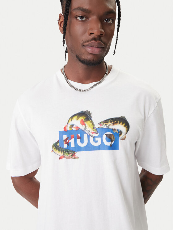 HUGO HUGO T-Shirt Nalotrix 50554349 Biały Regular Fit