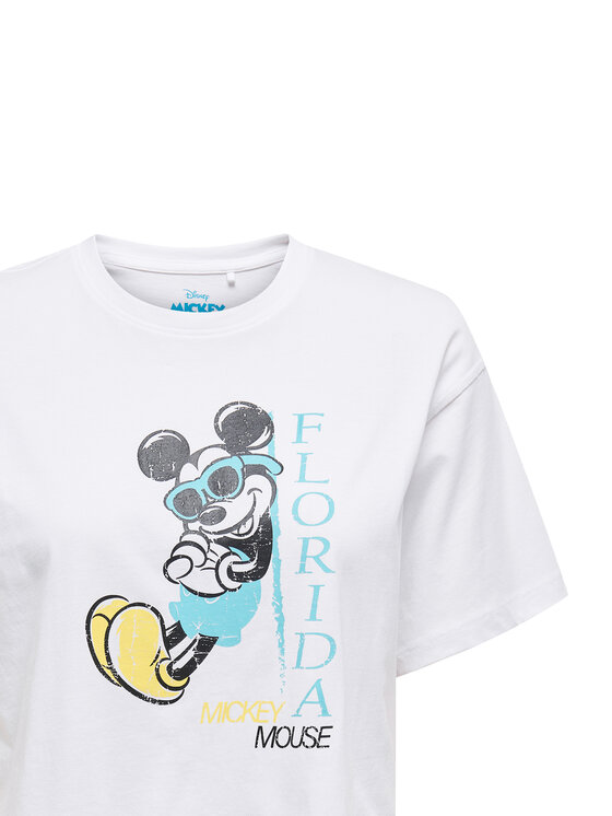 ONLY ONLY T-krekls Mickey Minnie 15348126 Balts Regular Fit