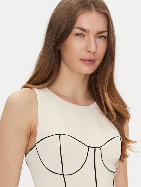 Elisabetta Franchi Elisabetta Franchi Rochie cocktail AB-724-51E2-V440 Écru Slim Fit