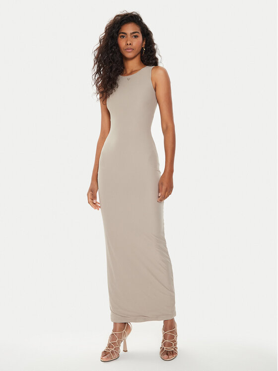 Guess Guess Vsakodnevna obleka Kim W4YK0J KCDE0 Bež Bodycon Fit