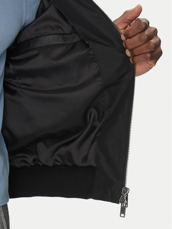 BOSS BOSS Шкіряна куртка Joloco 50530270 Чорний Relaxed Fit