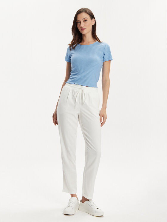 Vero Moda Vero Moda Kalhoty z materiálu Jesmilo 10279691 Bílá Regular Fit