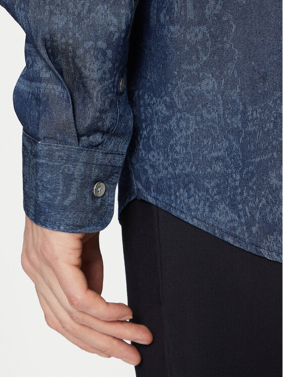 Guess Guess Srajca M5RH22 WFKE0 Mornarsko modra Regular Fit