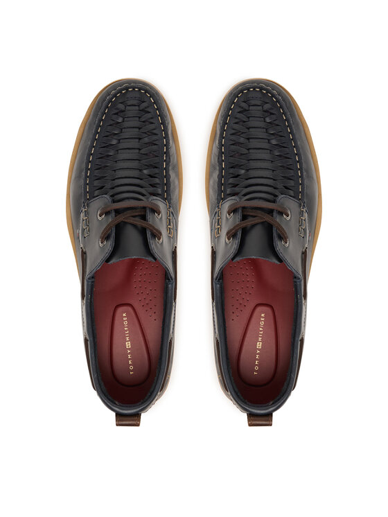 Tommy Hilfiger Tommy Hilfiger Īsi apavi Hilfiger Braided Lth Boat Shoe FM0FM05892 Tumši zils