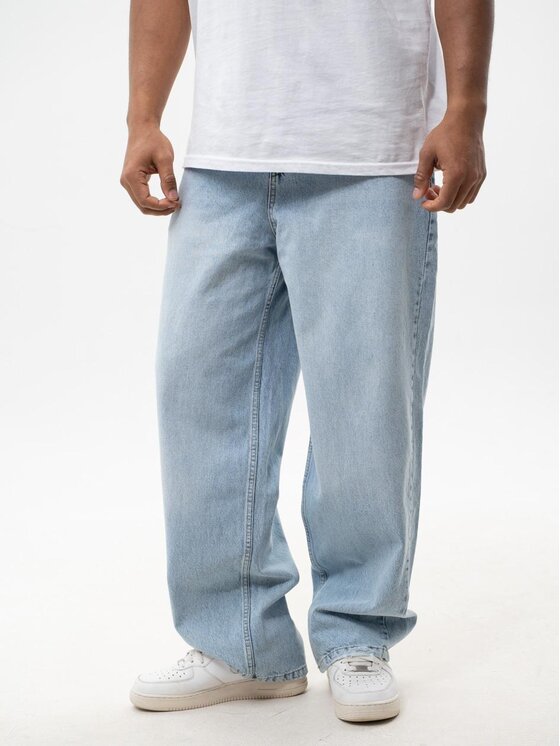 Jigga Wear Jigga Wear Jeansy Spodnie Jeansowe Super Baggy Męskie Sprane Jasne Niebieskie Jigga Wear Crown M Niebieski Baggy Fit