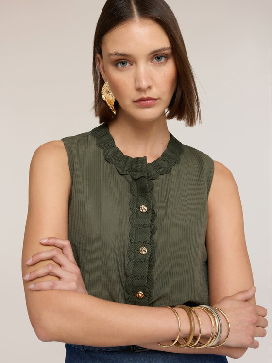 Motivi Motivi Top D056Q000563N035 Zielony Regular Fit