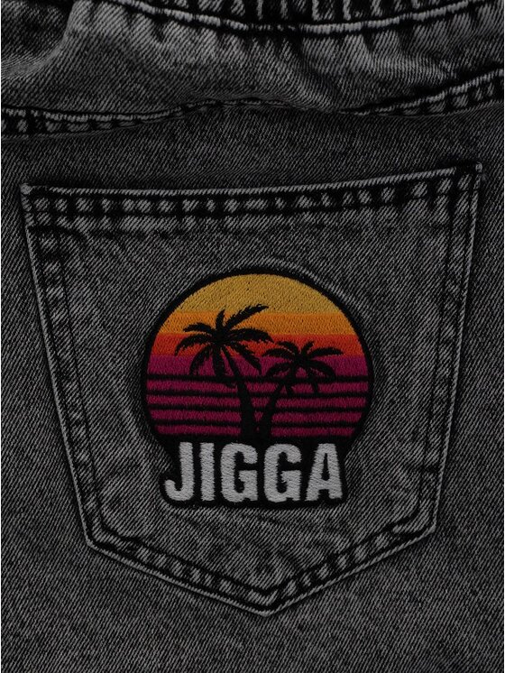 Jigga Wear Jigga Wear Szorty jeansowe Szerokie luźne za duże bagy palmy zachód 130780 Szary Baggy Fit