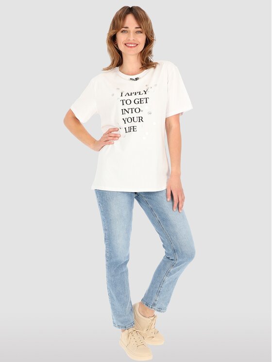 Perso Perso T-Shirt TCE245023F Bílá Regular Fit