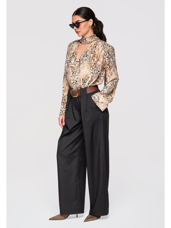 Ombre Ombre Spodnie materiałowe OW-PACP-0101 Czarny Relaxed Fit