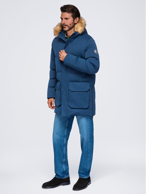 Ombre Ombre Parka OM-JALJ-0310 Granatowy Loose Fit