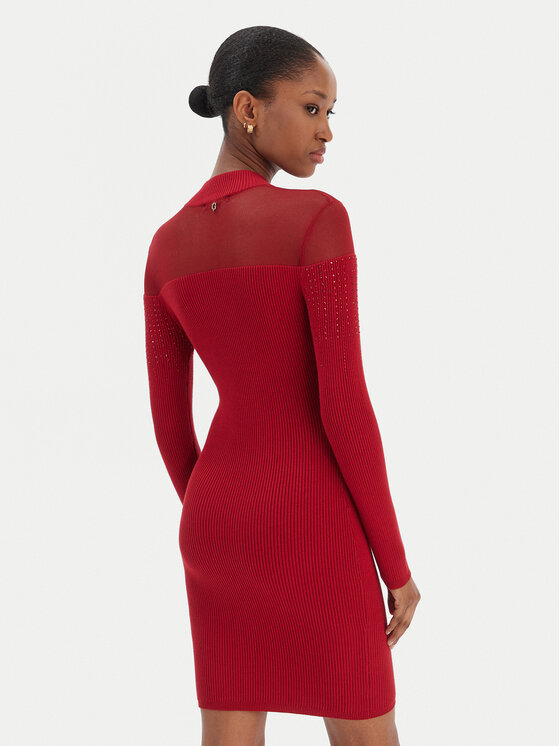 Guess Guess Úpletové šaty W6RK98 Z2YJ2 Červená Slim Fit