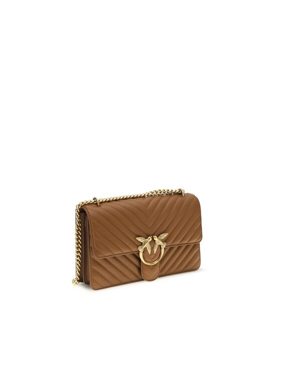 PINKO PINKO Torebka Brown Calf Leather Bos Taurus Shoulder Brązowy