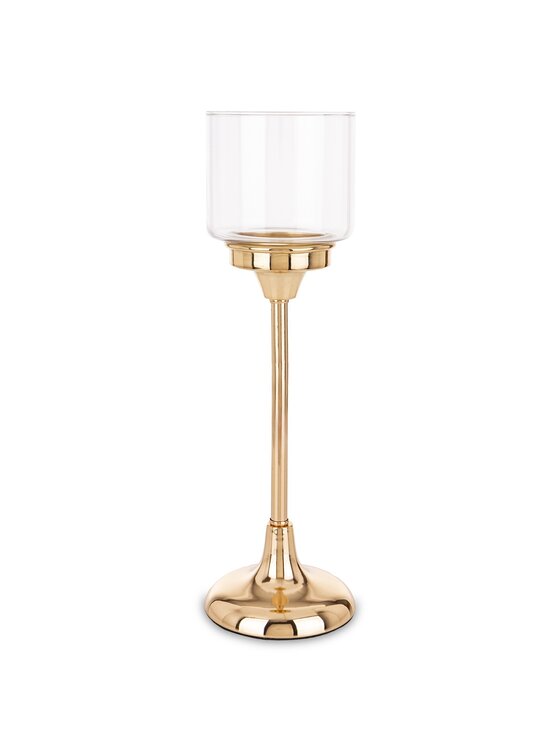 MIAhome MIAhome Świecznik złoty z kloszem 34x11 cm LAMBONG - III wysoki Złoty