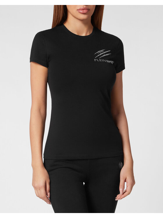 Plein Sport Plein Sport T-Shirt 12963 Czarny Skin Tight Fit